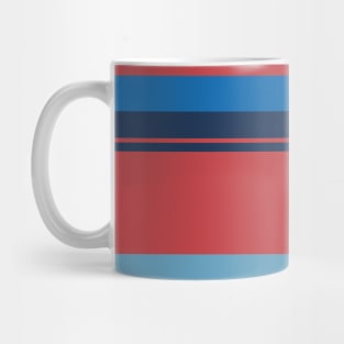 A soft merger of Dark Blue Grey, Reddish, Nice Blue and Cerulean Frost stripes. Mug